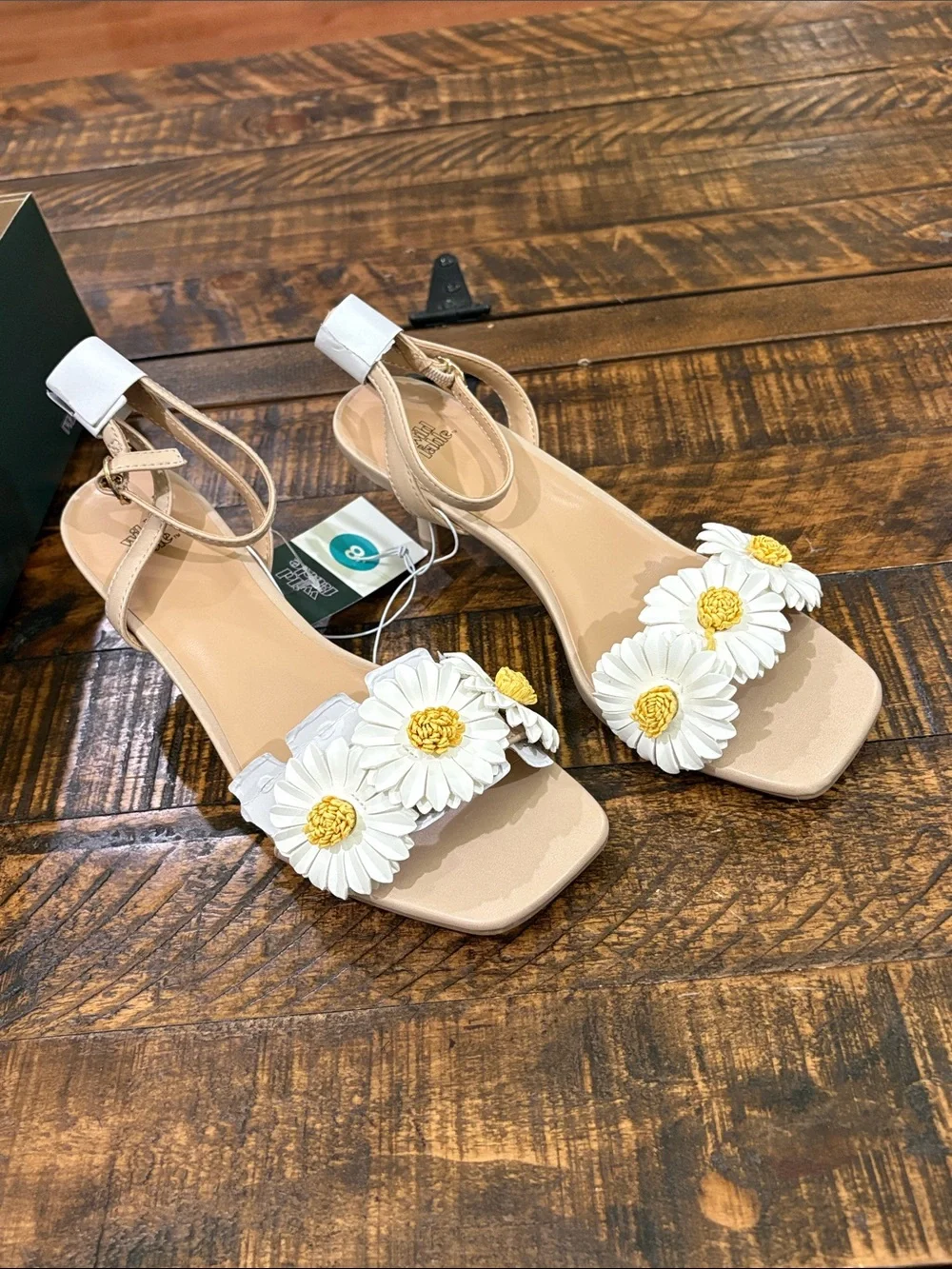 wild fable Beige Floral Ankle-Strap Heeled Sandals